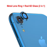 Back Camera lens protector temper glass film + metal real lens ring