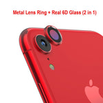 Back Camera lens protector temper glass film + metal real lens ring