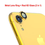 Back Camera lens protector temper glass film + metal real lens ring