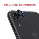 Back Camera lens protector temper glass film + metal real lens ring