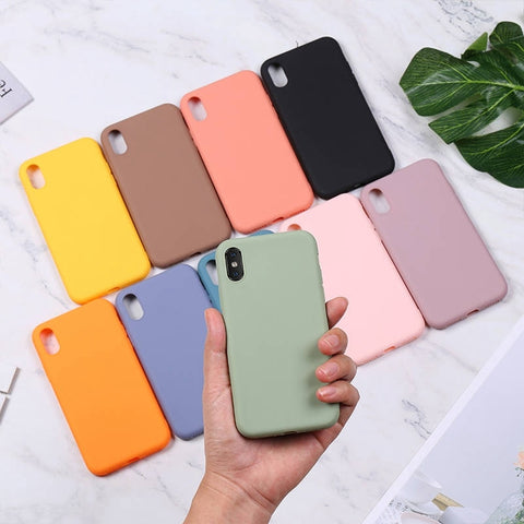 Silicone Case For iPhone 11 Pro Max Case Soft TPU Back Matte Color Phone Cases For Coque iPhone 6 7 8 Plus 6S XS Max XR X Etui
