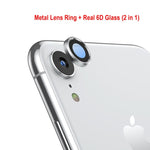 Back Camera lens protector temper glass film + metal real lens ring