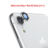Back Camera lens protector temper glass film + metal real lens ring