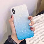 USLION Glitter Phone Case For iPhone 7 8 Plus Dream Shell Pattern Cases For iPhone XR XS Max 7 6 6S Plus Soft TPU Silicone Cover