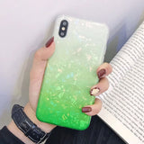 USLION Glitter Phone Case For iPhone 7 8 Plus Dream Shell Pattern Cases For iPhone XR XS Max 7 6 6S Plus Soft TPU Silicone Cover