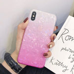 USLION Glitter Phone Case For iPhone 7 8 Plus Dream Shell Pattern Cases For iPhone XR XS Max 7 6 6S Plus Soft TPU Silicone Cover