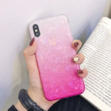 USLION Glitter Phone Case For iPhone 7 8 Plus Dream Shell Pattern Cases For iPhone XR XS Max 7 6 6S Plus Soft TPU Silicone Cover