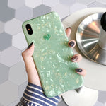 USLION Glitter Phone Case For iPhone 7 8 Plus Dream Shell Pattern Cases For iPhone XR XS Max 7 6 6S Plus Soft TPU Silicone Cover