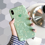 USLION Glitter Phone Case For iPhone 7 8 Plus Dream Shell Pattern Cases For iPhone XR XS Max 7 6 6S Plus Soft TPU Silicone Cover