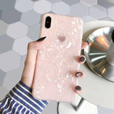 USLION Glitter Phone Case For iPhone 7 8 Plus Dream Shell Pattern Cases For iPhone XR XS Max 7 6 6S Plus Soft TPU Silicone Cover