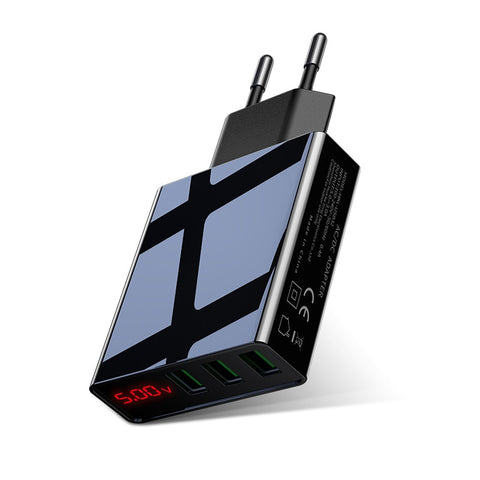 Stylish USB Charger with LED Display and 3 ports
