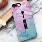 For iphone 6 6s 7 8 Plus X Marble Flower Flamingo Soft silicon Ring Phone Case For iphone 6 Case Hide Stand Holder Cover