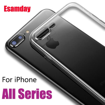 Luxury Clear Silicone Soft TPU Case For 7 8 6 6s Plus 7Plus 8Plus X XS MAX XR Transparent Phone Case For iPhone 5 5s SE 6sPlus