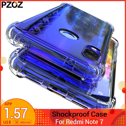 PZOZ For Xiaomi Redmi Note 7 Case Cover Silicone Shockproof Redmi 7 Note 7 Pro Transparent Clear Protective Xiomi note7 case 6.3