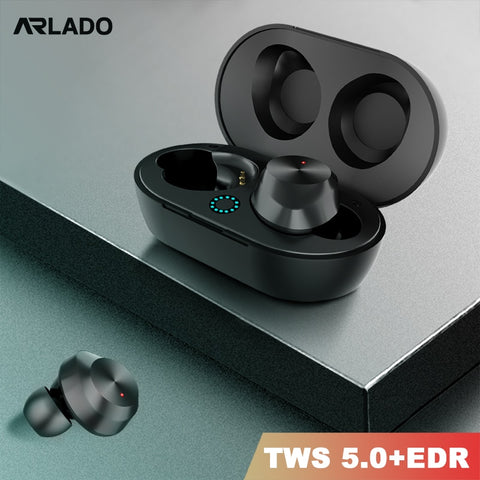Arlado TWS-9 Bluetooth Earphones Earbuds Mini Wireless Touch Headset with Charging Box IPX5 Waterproof Airpods for Smart phone